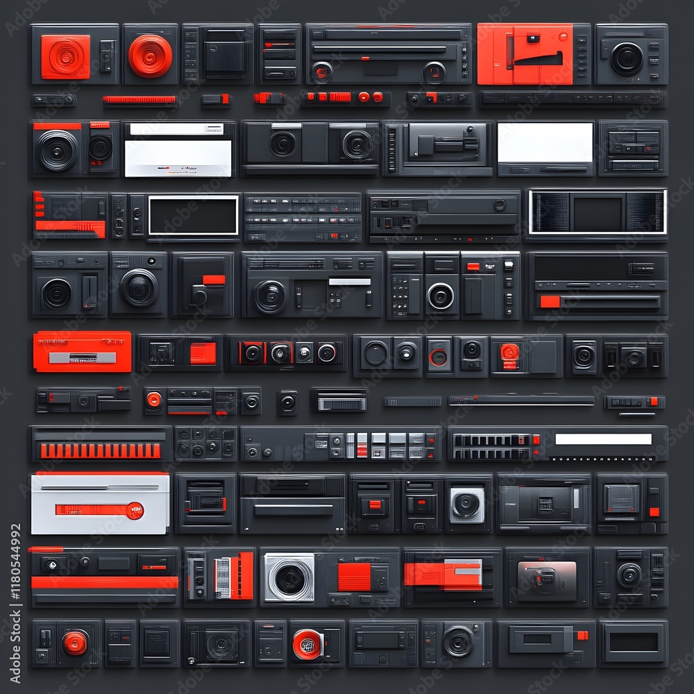 Obraz premium Retro electronic devices and components collection.