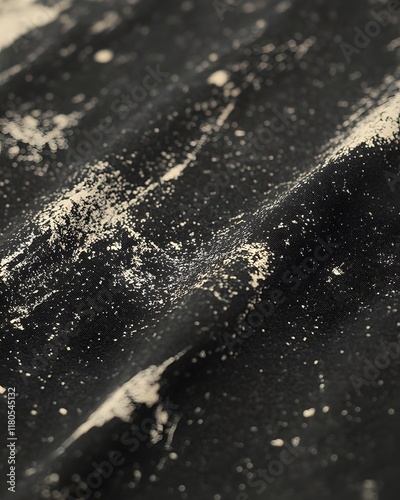 Textured Fabric: Black Cloth with Golden Specks, Detailed Close-up View
