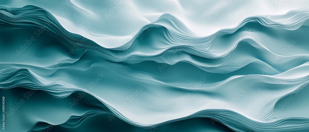 Obraz premium Teal abstract waves, flowing fabric texture, calming background
