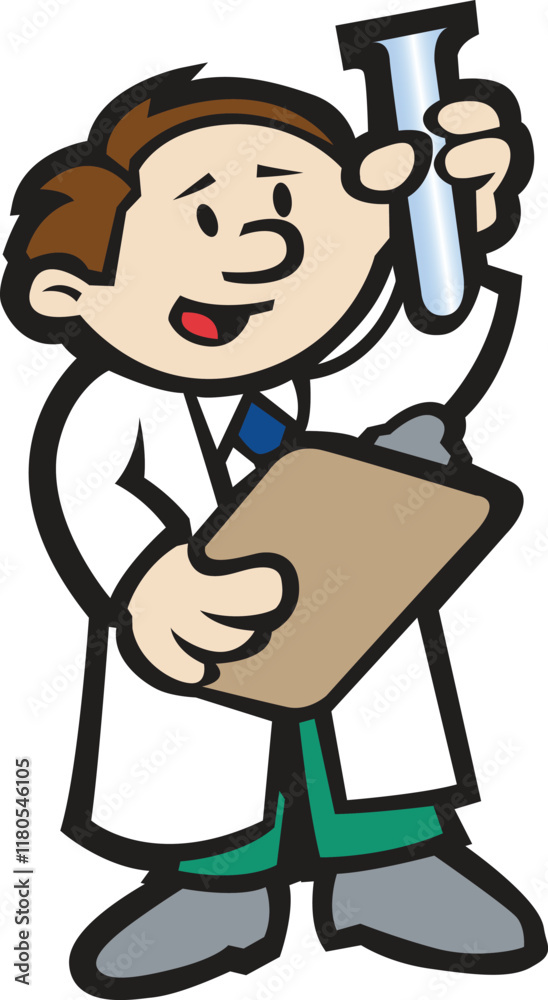 Scientist holding a beaker and clipboard Scientist holding a beaker and clipboard