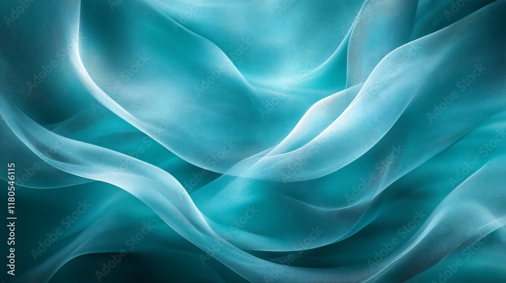 Obraz premium Teal fabric waves, abstract background. Design, texture, website, backdrop