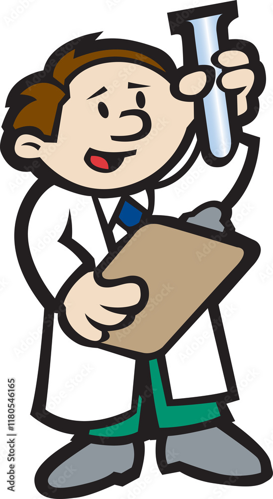 Scientist holding a beaker and clipboard Scientist holding a beaker and clipboard
