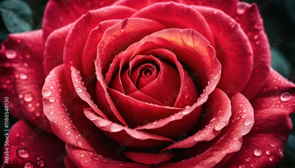Vibrant Red Rose Petals with Sparkling Water Droplets Vibrant Red Rose Petals with Sparkling Water Droplets