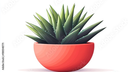 Lush green succulent in a coral pot. photo