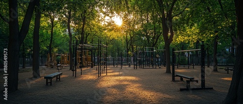Sunset park outdoor gym workout