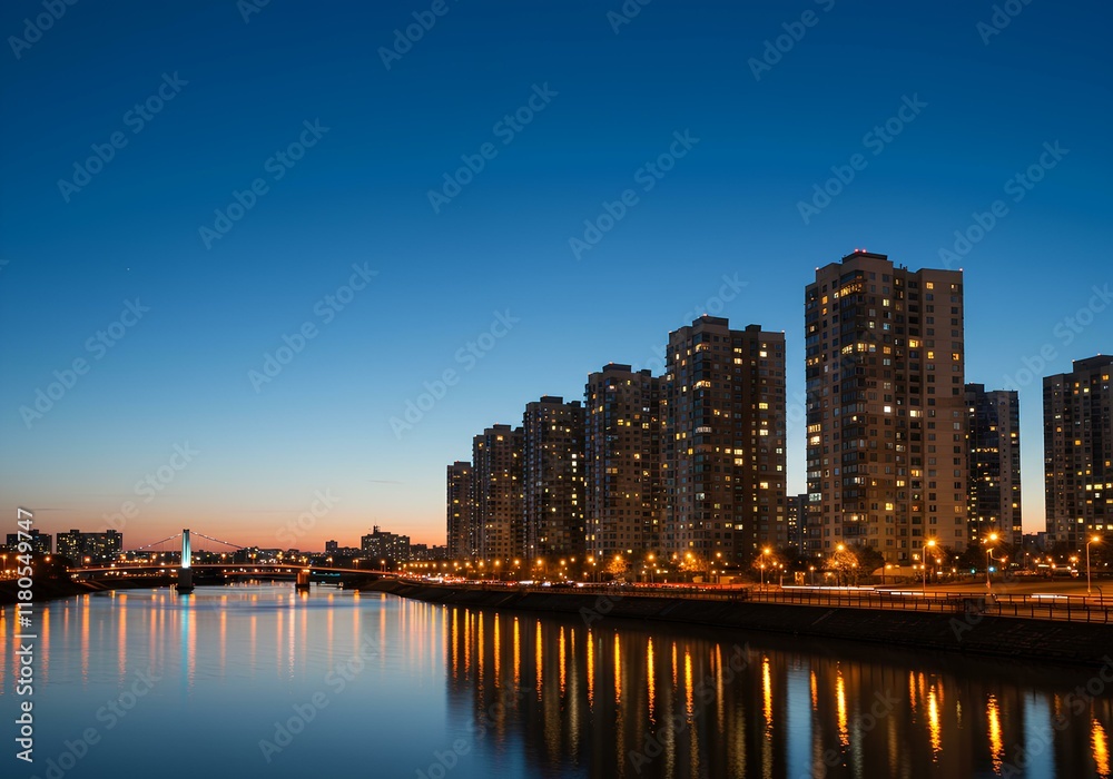 Fototapeta premium タワーマンションの夜景・不動産イメージ