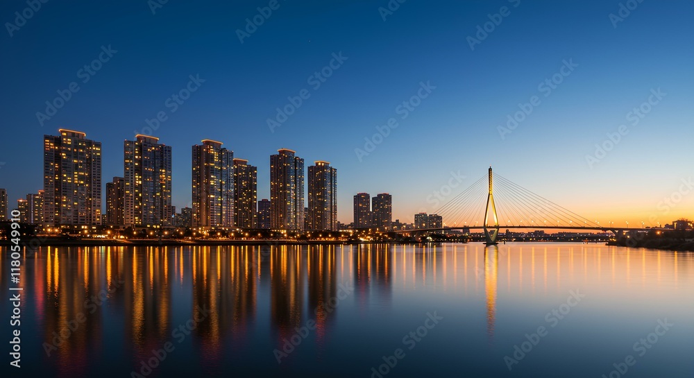 Naklejka premium タワーマンションの夜景・不動産イメージ