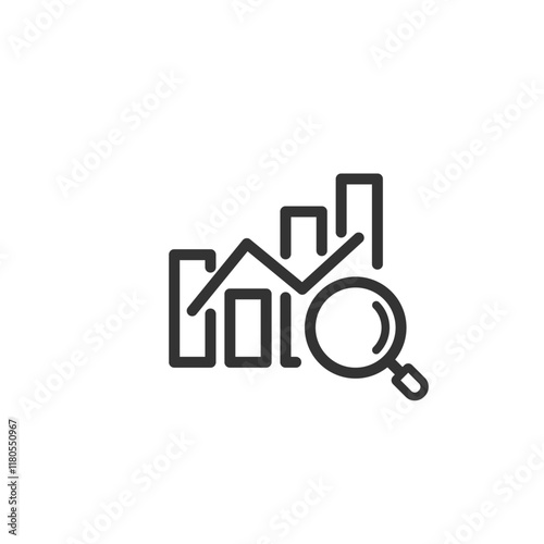 データ分析のグラフベクターアイコン(線画・白黒)
