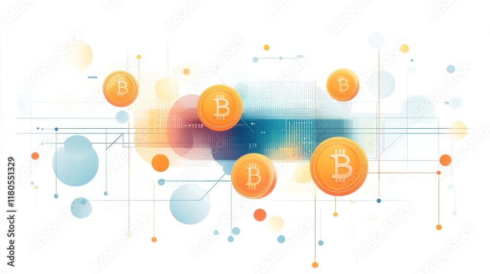 Bitcoin cryptocurrency network digital technology concept. Bitcoin cryptocurrency network digital technology concept.