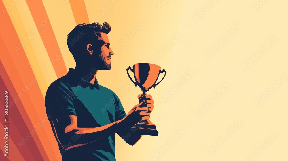 Man holding a trophy, victorious and proud. Man holding a trophy, victorious and proud.