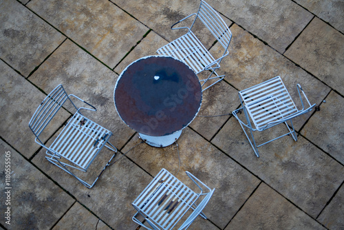 Outside rusted table and chairs