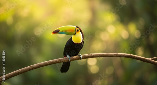 Keel billed Toucan on Branch Tropical Bird Wildlife Photography photo