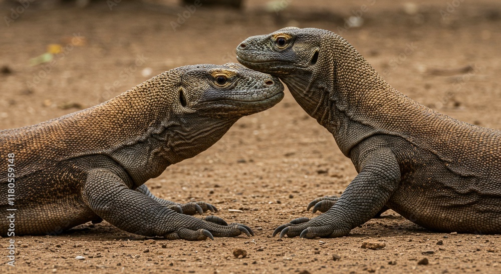 Obraz premium Komodo Dragons Close Up Wildlife Reptiles Indonesia