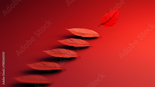 Steps of development red top step. 3d stock. Leafveil. Illustration