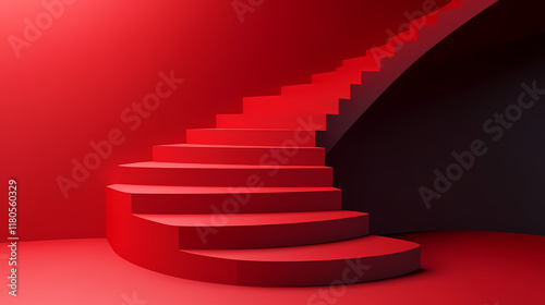 Steps of development red top step. 3d stock. Leafveil. Illustration
