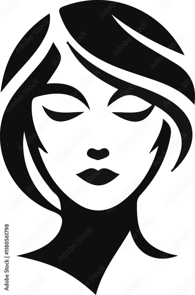 silhouette sketch of a logo icon, a symbol of a modern minimalist woman's face as a symbol of beauty silhouette sketch of a logo icon, a symbol of a modern minimalist woman's face as a symbol of beauty
