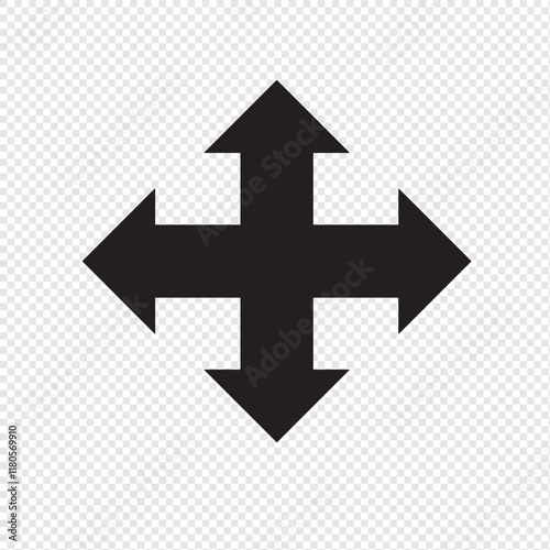 Free Download A minimalist vector arrow illustration with clean lines and a modern design with four pointers, complemented by a transparent background. - GFXLoad