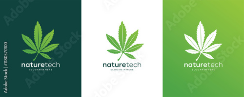 cbd  green cannabis marijuana hemp pot leaf farm cultivation logo design