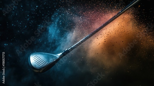 Golf Club Swing with Colorful Dust Explosion