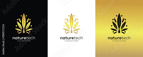 Luxury Cannabis Marijuana leaf  with droplet for CBD logo design