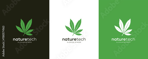Green Cannabis Marijuana leaf for CBD vector logo design