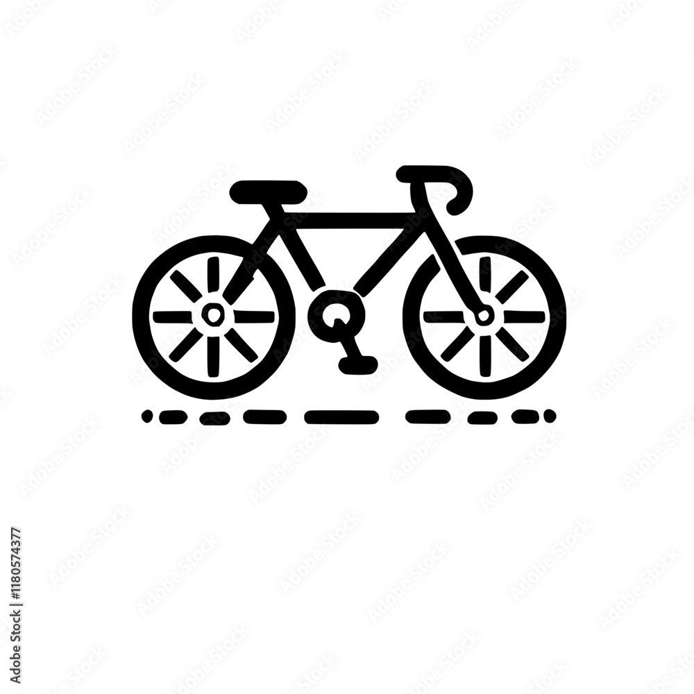 Fototapeta premium Bicycle Icon: A minimalist black and white illustration of a bicycle, capturing the essence of cycling with its clean lines and simple design. Perfect for websites, apps, and design projects. 