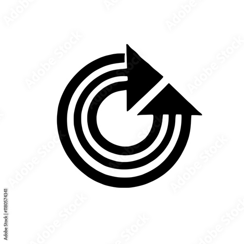 Circular Upward Arrow Icon: Simple yet powerful, this black-and-white icon depicts a circular arrow pointing upwards, symbolizing progress, growth, and renewal. It's perfect for presentations.