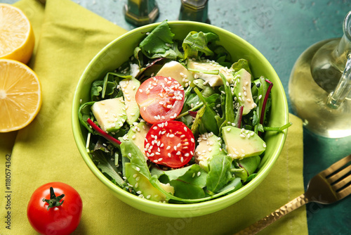Fresh green salad with avoc...
