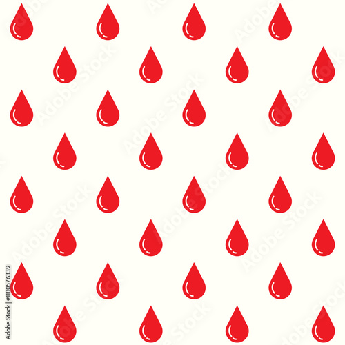 Minimalist Blood Droplets Vector Seamless Pattern