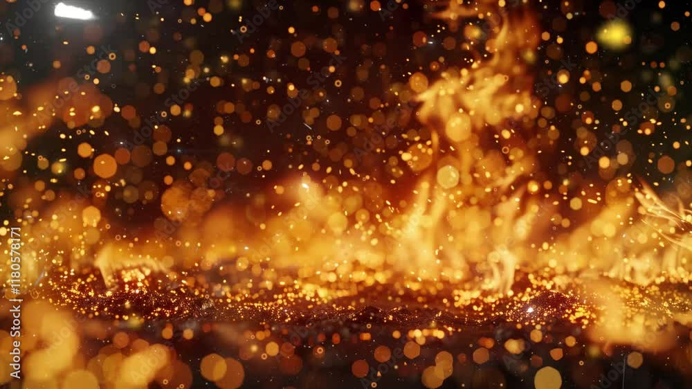 burning hot sparks rising from large fire seamless looping overlay 4k virtual video animation background
