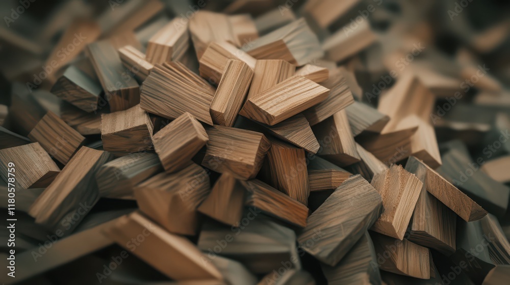 Pile of wooden blocks stacked in a pattern Pile of wooden blocks stacked in a pattern