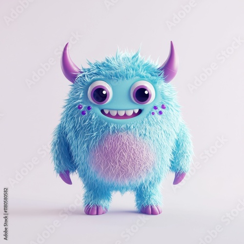 Adorable Fluffy Blue Monster Character Design for Kids Games and Animation