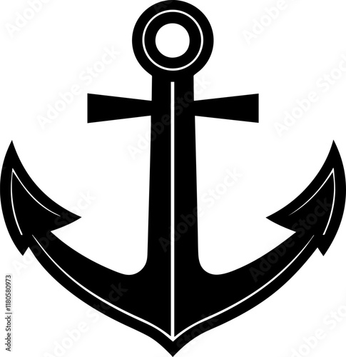 Black Silhouette of an Anchor on a White Background - Vector Illustration