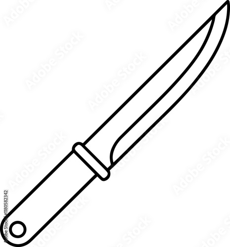 Black Line art of a knife on a White Background - Vector Illustration