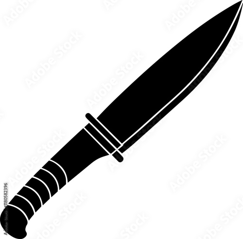 Black Silhouette of a knife on a White Background - Vector Illustration