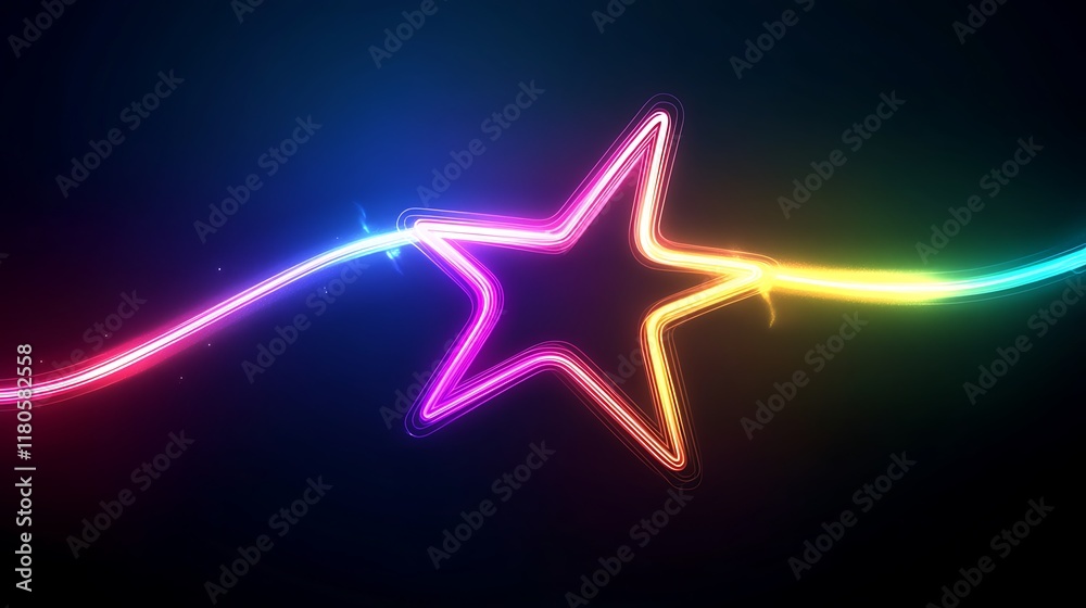 Obraz premium Rainbow Neon Star Trails Light Abstract Design