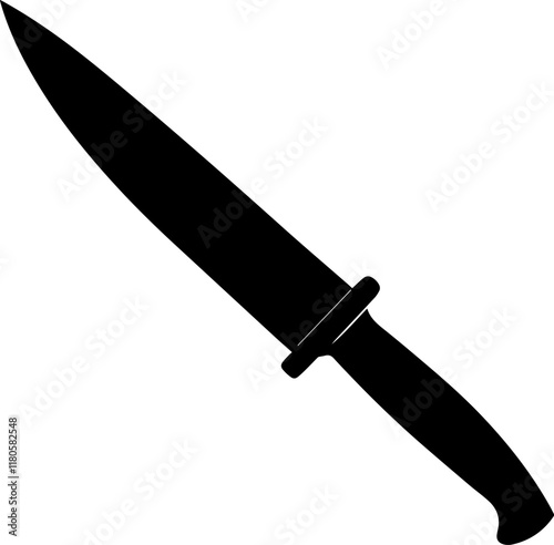 Black Silhouette of a knife on a White Background - Vector Illustration