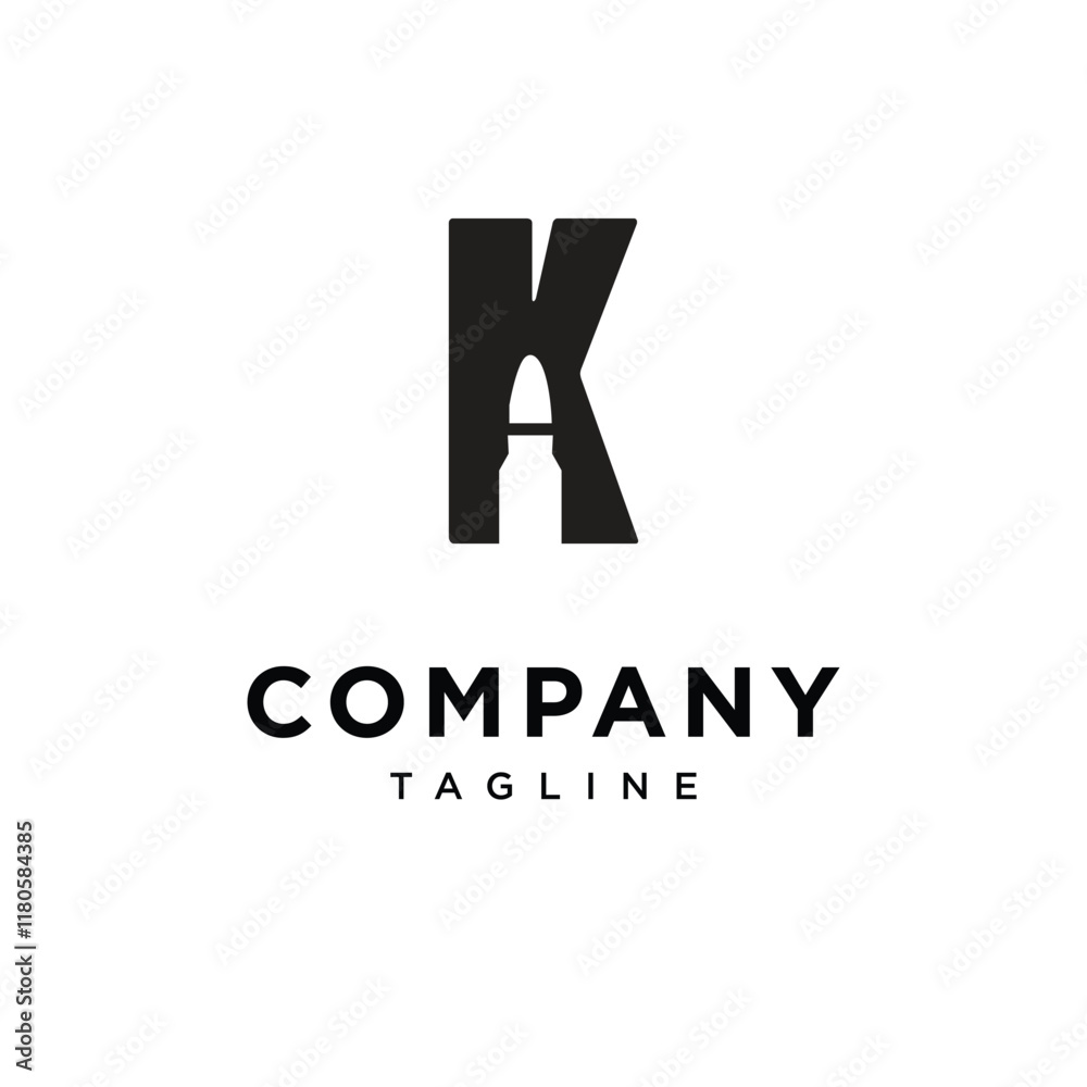 Letter K Bullet Negative Space Logo Icon Vector