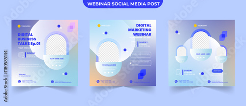Set of webinar digital marketing podcast ads for social media post and stroies template