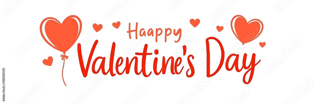 Heart Balloons and Script: A Happy Valentine's Day Design Heart Balloons and Script: A Happy Valentine's Day Design
