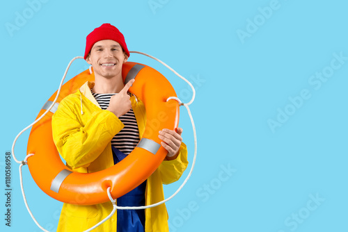 Male sailor with rescue rin...