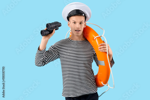 Shocked male sailor with re...