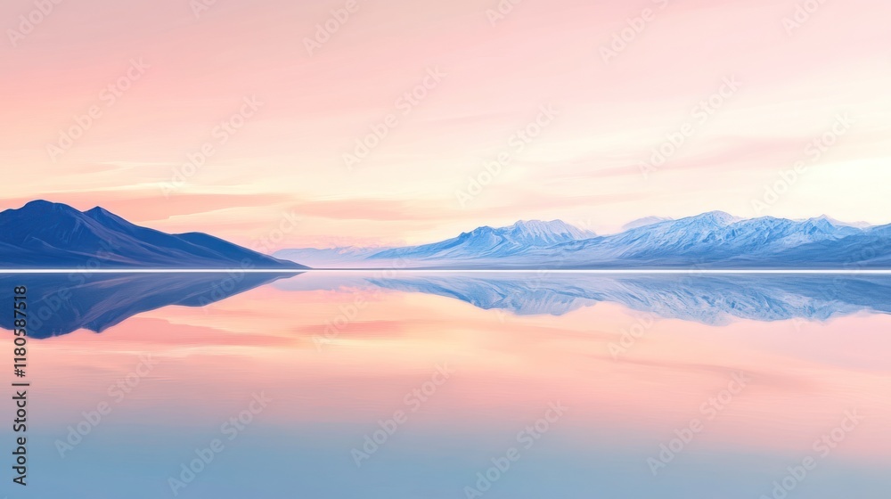 Serene Sunset Over Mountain Lake Reflection Serene Sunset Over Mountain Lake Reflection