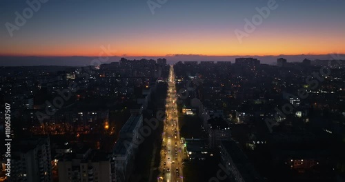 Wallpaper Mural Chisinau, Moldova - December 12, 2024: Aerial drone view of the city at sunset Torontodigital.ca