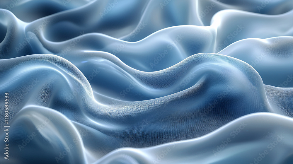 Obraz premium Abstract blue fabric waves, silky texture.