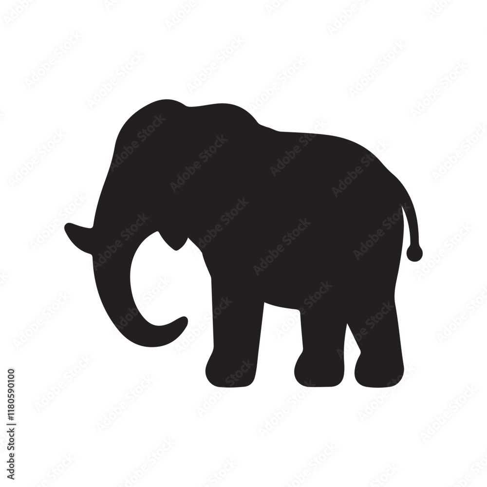 Black Elephant silhouette vector illustration on white background.
Black Elephant silhouette vector illustration on white background.