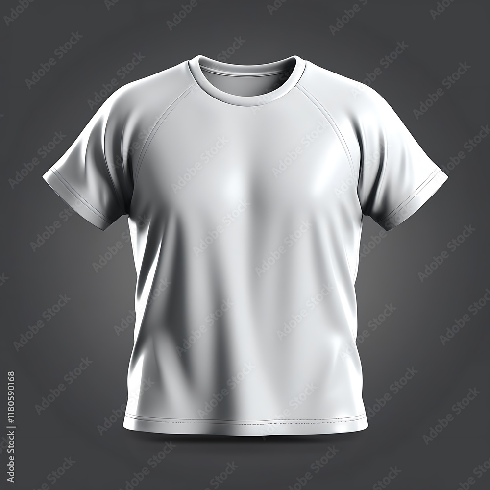 Digital Rendering of a Minimalist White T-Shirt on a Gray Background with Realistic Details. Eye - Catching and fresh design. Digital Rendering of a Minimalist White T-Shirt on a Gray Background with Realistic Details. Eye - Catching and fresh design.