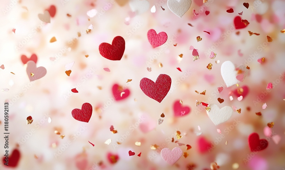 Falling hearts, Valentine's Day background Falling hearts, Valentine's Day background