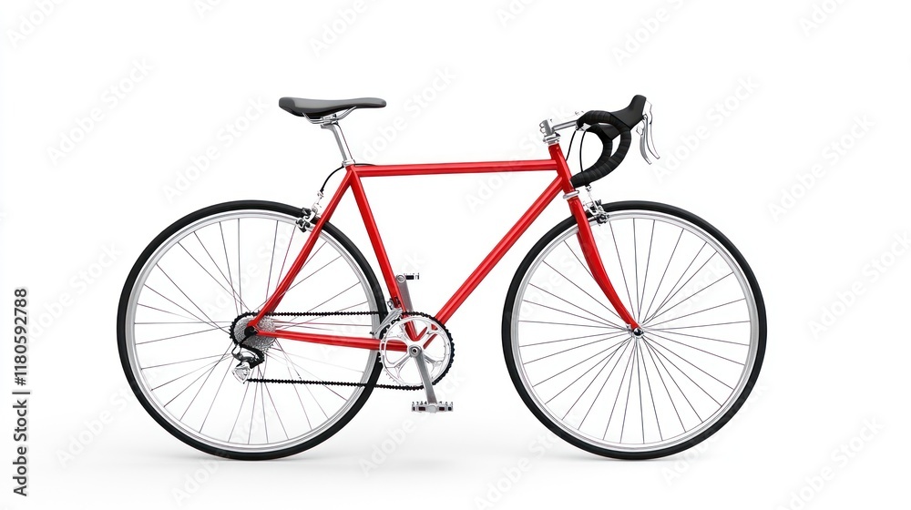 A sleek red bicycle designed for cycling and fitness activities. A sleek red bicycle designed for cycling and fitness activities.