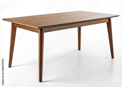 Modern brown wooden table isolated on white background